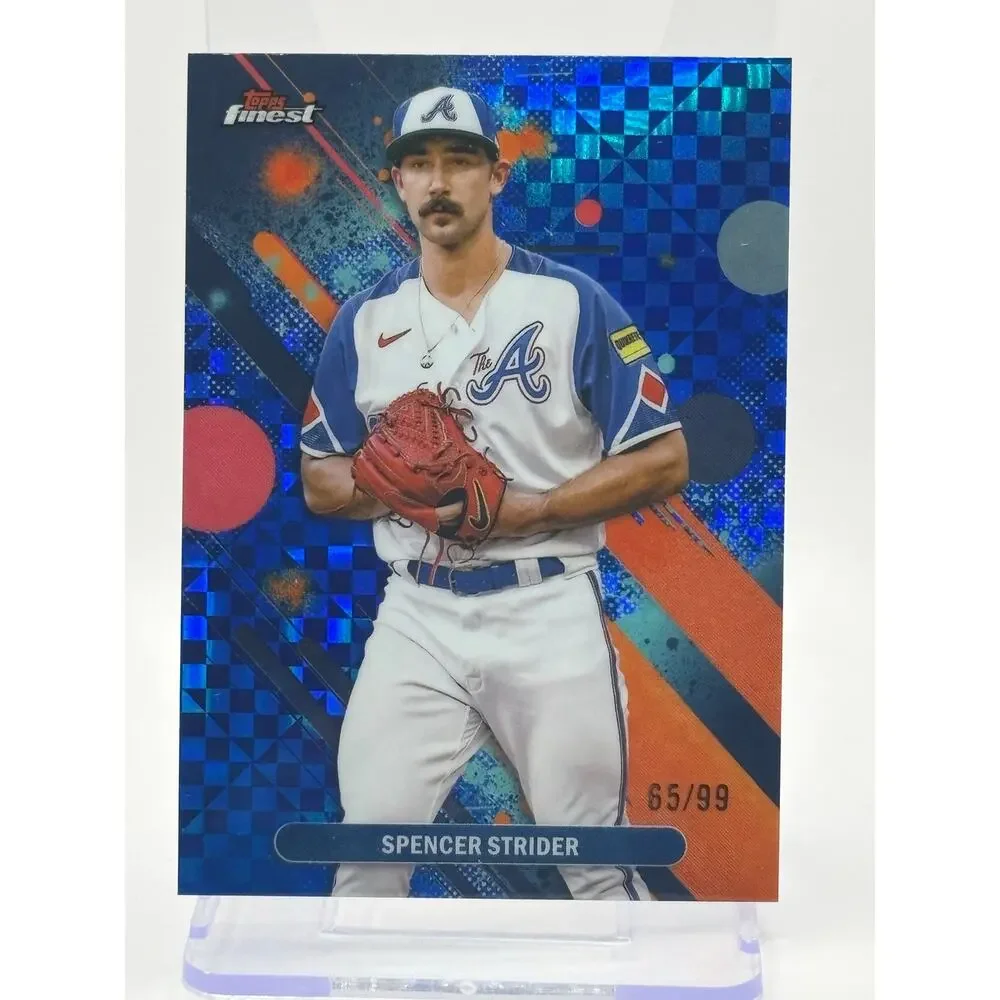 2025 Topps Finest Spencer Strider Blue Checkerboard Refractor 65/99 SP Braves - Picture 1 of 2